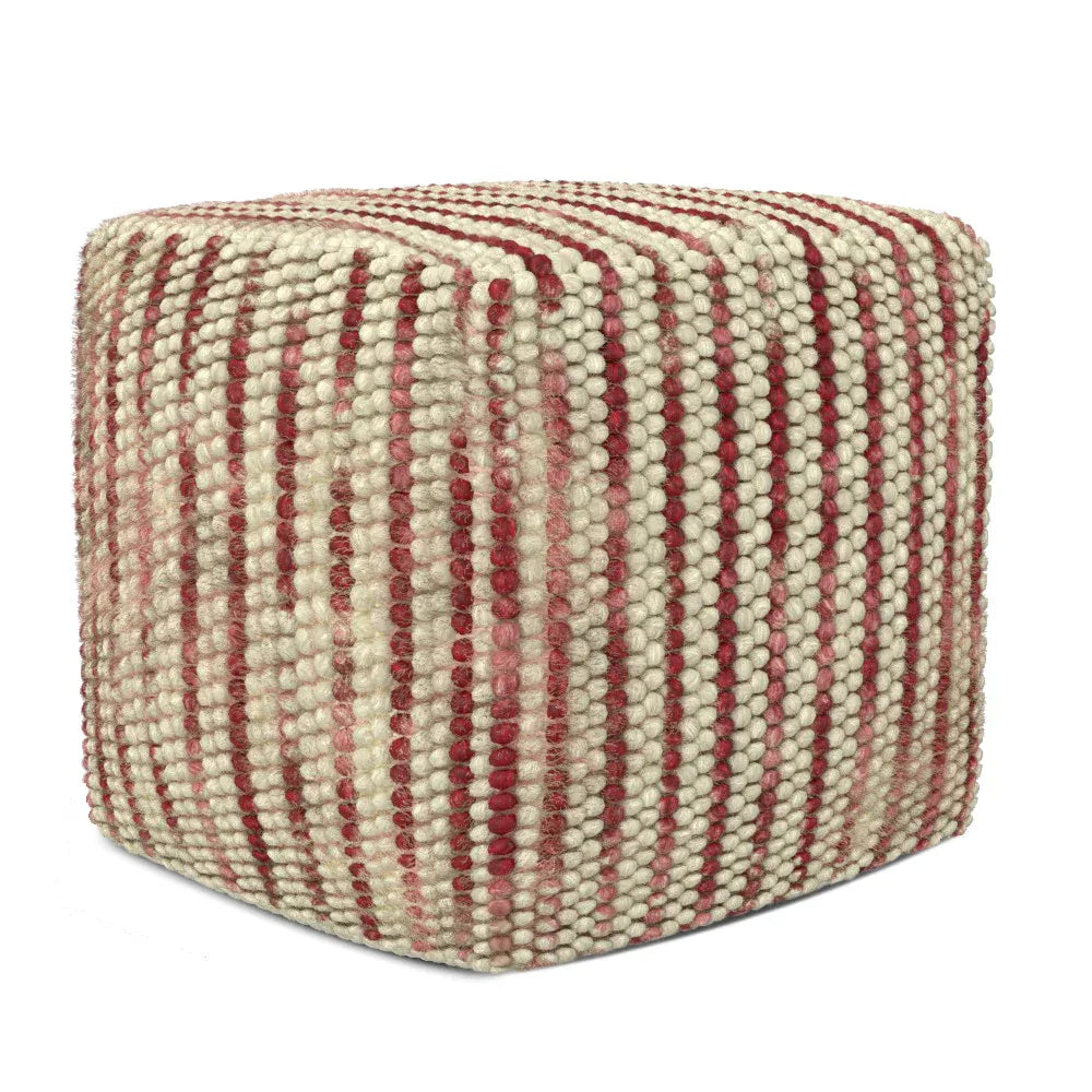 Handcrafted Woven Wool Cube Pouf Accent Stool - Omega Lifestyles
