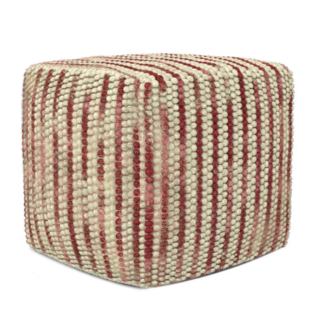 Handcrafted Woven Wool Cube Pouf Accent Stool - Omega Lifestyles