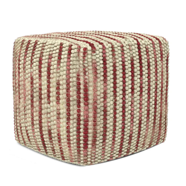 Handcrafted Woven Wool Cube Pouf Accent Stool - Omega Lifestyles