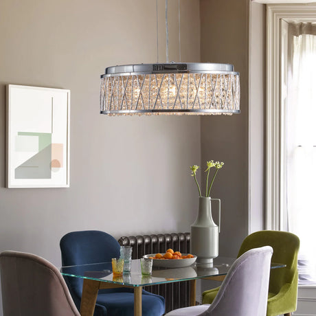 Modern Round Crystal Chandelier 19-Inch Flush Mount Light - Omega Lifestyles