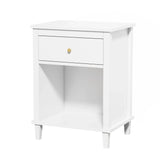 White MDF Kids Wooden Nightstand With Drawer Shelf - Omega Lifestyles