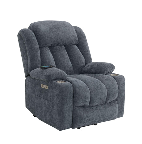 Blue Chenille Power Lift Recliner With Heating Massage - Omega Lifestyles