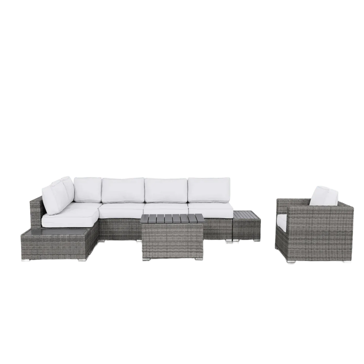 Modern Weather-Resistant 9-Piece Wicker Outdoor Seating Set - Omega Lifestyles