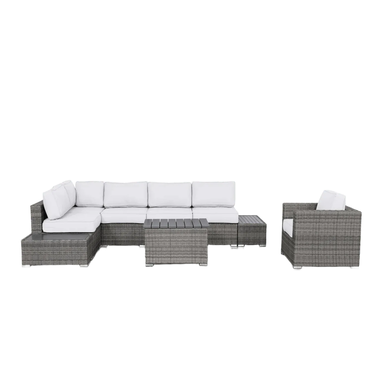 Modern Weather-Resistant 9-Piece Wicker Outdoor Seating Set - Omega Lifestyles