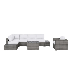 Modern Weather-Resistant 9-Piece Wicker Outdoor Seating Set - Omega Lifestyles