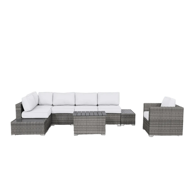 Modern Weather-Resistant 9-Piece Wicker Outdoor Seating Set - Omega Lifestyles