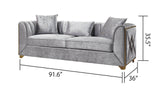 Modern Velvet Upholstered Wood Frame Sofa Three Seat - Omega Lifestyles