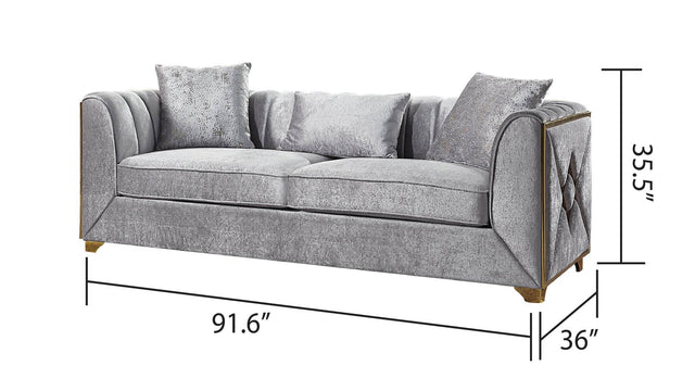Modern Velvet Upholstered Wood Frame Sofa Three Seat - Omega Lifestyles