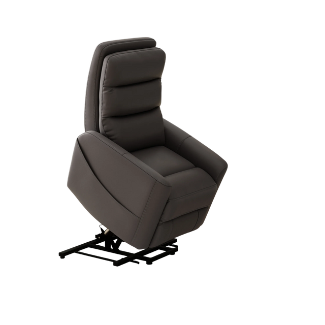 Grey Faux Leather Power Lift Recliner Chair With USB Charging - Omega Lifestyles