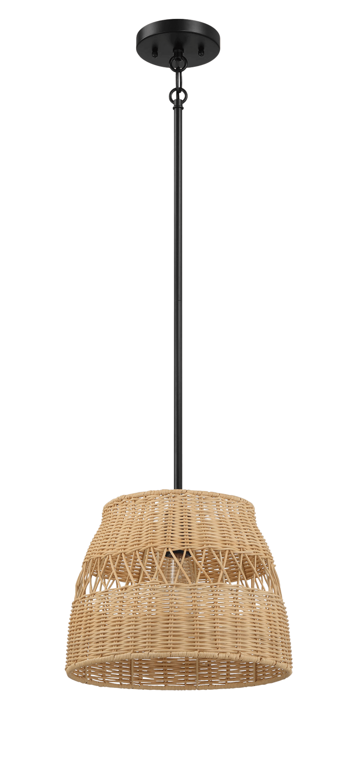 Essence Farmhouse Black Metal Rattan Pendant Light