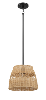 Essence Farmhouse Black Metal Rattan Pendant Light