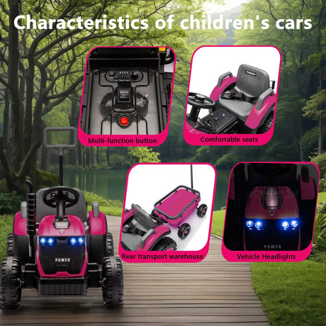 12V Kids Electric Ride On Tractor With Trailer Toy Car - Omega Lifestyles
