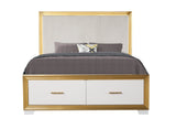 Contemporary King Wood Tufted Storage Bed Frame - Omega Lifestyles