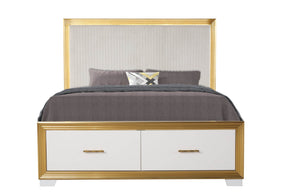 Contemporary King Wood Tufted Storage Bed Frame - Omega Lifestyles