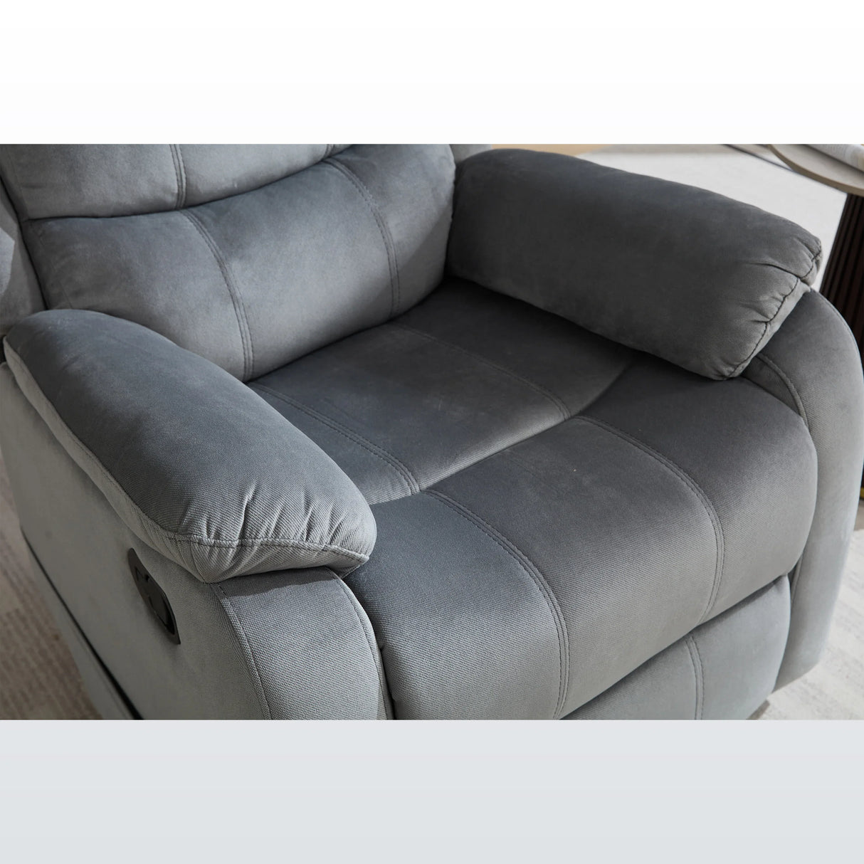 Plush Fabric Upholstered Manual Recliner Chair With Lumbar Massage - Omega Lifestyles