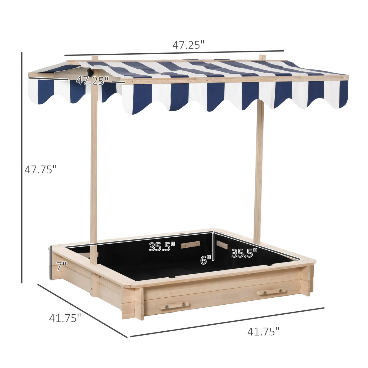 Wooden Kids Sandbox With Adjustable Canopy And Benches - Omega Lifestyles