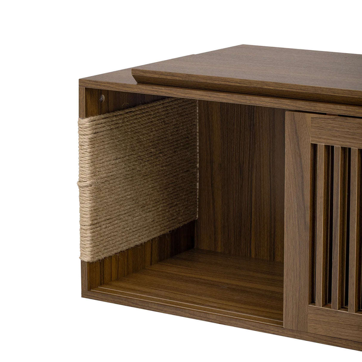 Mid-Century Modern Extendable Walnut Cat Furniture TV Stand - Omega Lifestyles