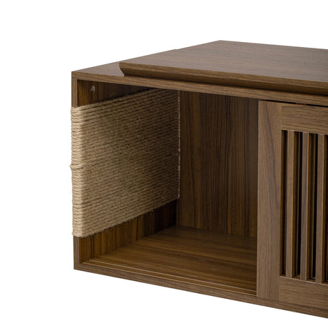 Mid-Century Modern Extendable Walnut Cat Furniture TV Stand - Omega Lifestyles