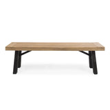 Rustic Acacia Wood Slat Panel Outdoor Bench - Omega Lifestyles