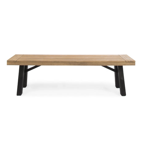 Rustic Acacia Wood Slat Panel Outdoor Bench - Omega Lifestyles