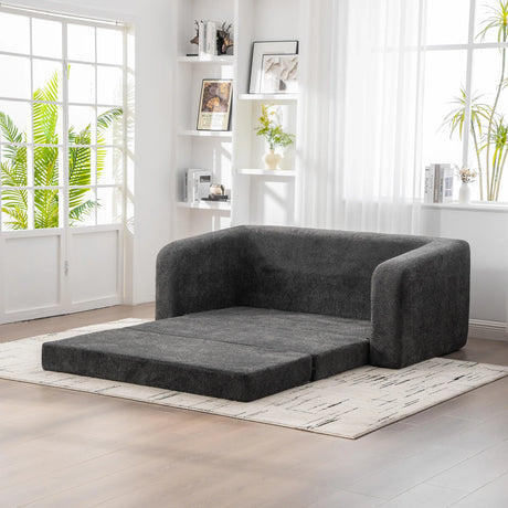 Convertible Chenille Loveseat Sofa Bed With Pillows - Omega Lifestyles