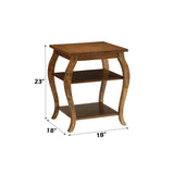 Walnut Finish Square Leg Accent Table With Storage Shelves - Omega Lifestyles