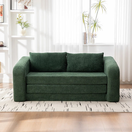 Convertible Chenille Loveseat Sofa Bed With Pillows - Omega Lifestyles