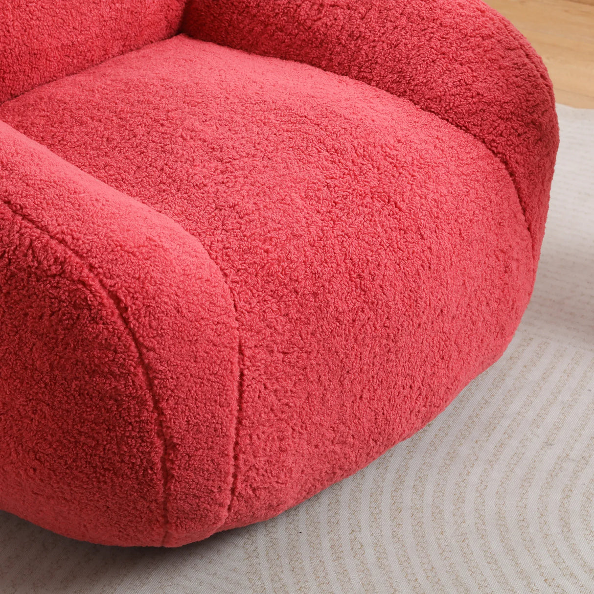Spacious Rose Teddy Fabric Memory Foam Bean Bag Chair - Omega Lifestyles