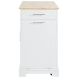 Fluted Rubber Wood Kitchen Island With Tilt-Out Trash Can - Omega Lifestyles