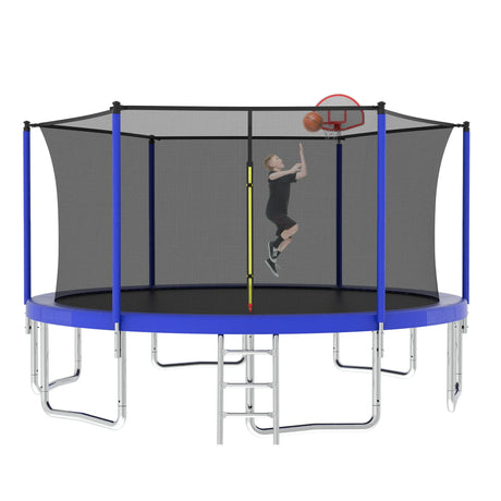 14FT Outdoor Kids Trampoline With Safety Enclosure Net - Omega Lifestyles