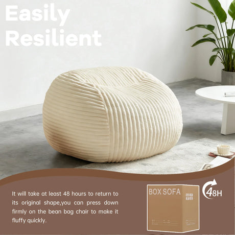 Premium Memory Foam Beige Bean Bag Chair - Omega Lifestyles