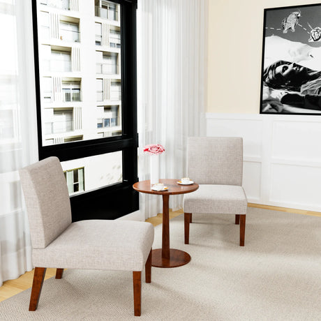 Fabric Accent Chair Set Of 2 With Round Wood Table - Omega Lifestyles