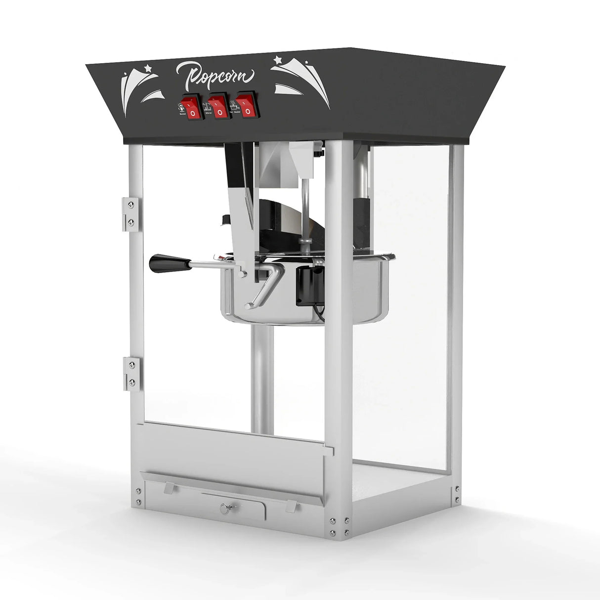 Commercial 12-Ounce Stainless Steel Popcorn Maker With Glass - Omega Lifestyles