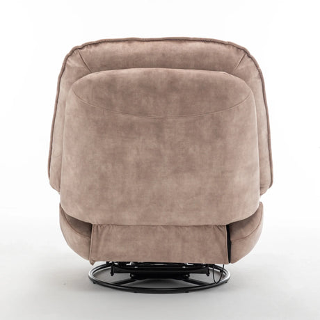 Modern Soft Velvet Swivel Gliding Recliner Chair With Phone Holder - Omega Lifestyles
