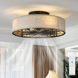 Bohemian Fabric Semi Flush Mount Ceiling Fan With Remote