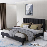 Full Size Upholstered Velvet Platform Bed Frame With Adjustable Headboard - Omega Lifestyles