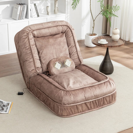 Adjustable Velvet Upholstered Massage Floor Sofa With Pillow - Omega Lifestyles