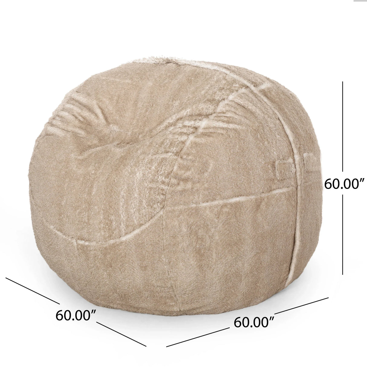 Modern Faux Fur 5-Foot Rounded Foam Filled Bean Bag - Omega Lifestyles