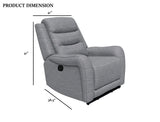 Transitional Manual Recliner Gray Fabric High Density Foam Seat - Omega Lifestyles
