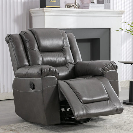 Grey Manual PU Upholstered Home Theater Recliner Chair Set - Omega Lifestyles
