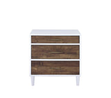 White And Weathered Oak Finish Accent Table With Storage Drawers - Omega Lifestyles