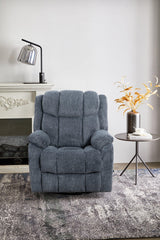 Manual Upholstered Slate Chenille Swivel Recliner - Omega Lifestyles
