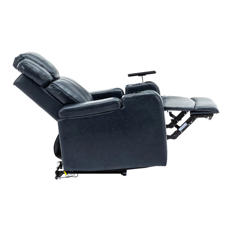 Blue PU Leather Power Recliner Chair With Cooling Cup Holder - Omega Lifestyles