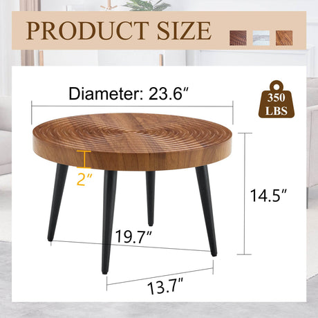 Natural Wood Grain Texture Round Coffee Table - Sleep Galleria