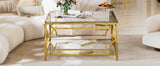 Square Tempered Glass Coffee Table With Gold Frame - Sleep Galleria