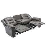 Grey Manual PU Upholstered Home Theater Recliner Chair Set - Omega Lifestyles
