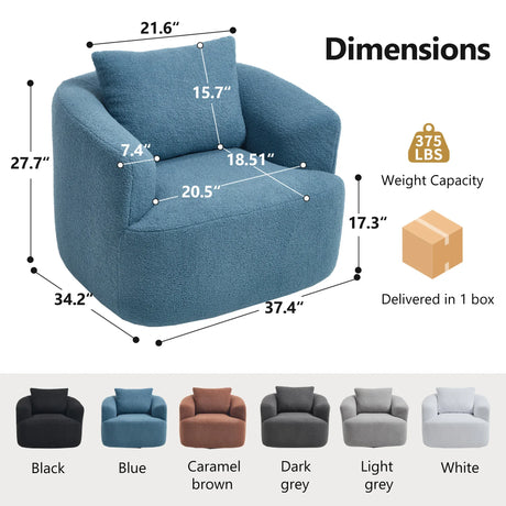 360-Degree Swivel Teddy Fleece Upholstered Accent Chair - Omega Lifestyles