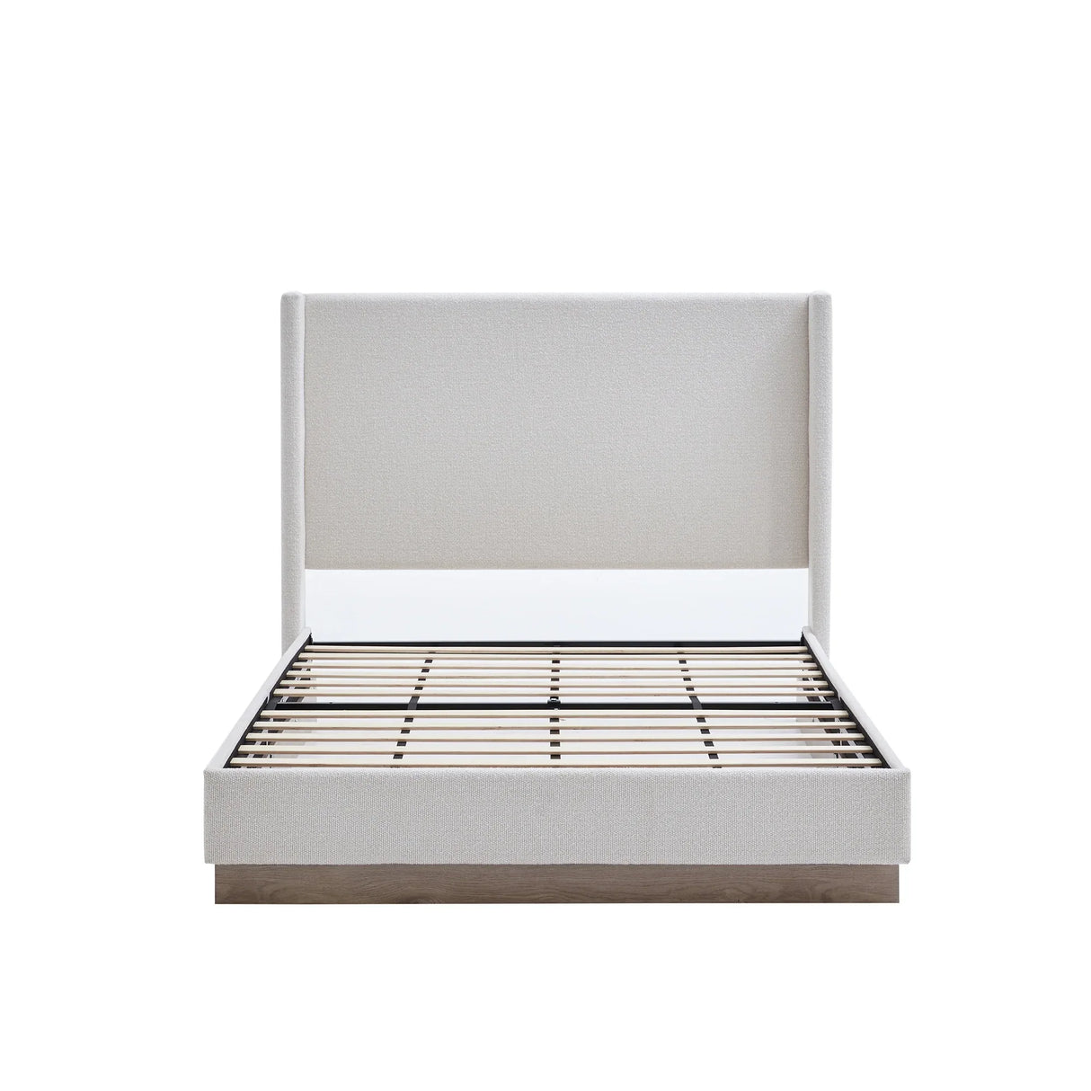 Queen Upholstered Wingback Bed Frame With Boucle Fabric - Omega Lifestyles