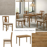5PC Oak Finish Synthetic Wood Upholstered Dining Set - Omega Lifestyles