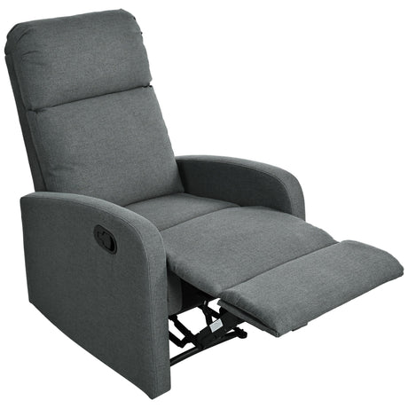Manual Adjustable Recliner Chair Charcoal Polyester Upholstery - Omega Lifestyles